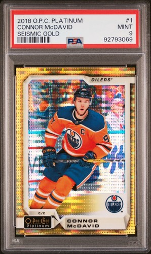 2018 O-Pee-Chee OPC Platinum #1 Connor McDavid Seismic Gold /50 Mint PSA 9