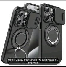 ?iPhone 16 Pro Max Case - Shockproof Armour Cover - Ring Stand & Camera Slide