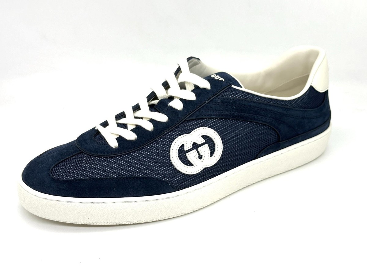 GUCCI Mens Sweet Interlocking G Logo Lace Up Low Top Suede 