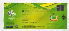 Orig.Ticket     World Cup Germany 2006    COTE D`I. - SERBIA/MONT.  //  Match 38