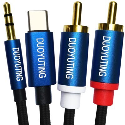 3.5mm AUX to RCA Audio Cable, USB Type C to 2RCA Adapter, 2 in 1 Audio Cable
