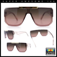 Womens Flat Top Shield Mogul Inset Lens Oversize Rectangle Plastic Sunglasses