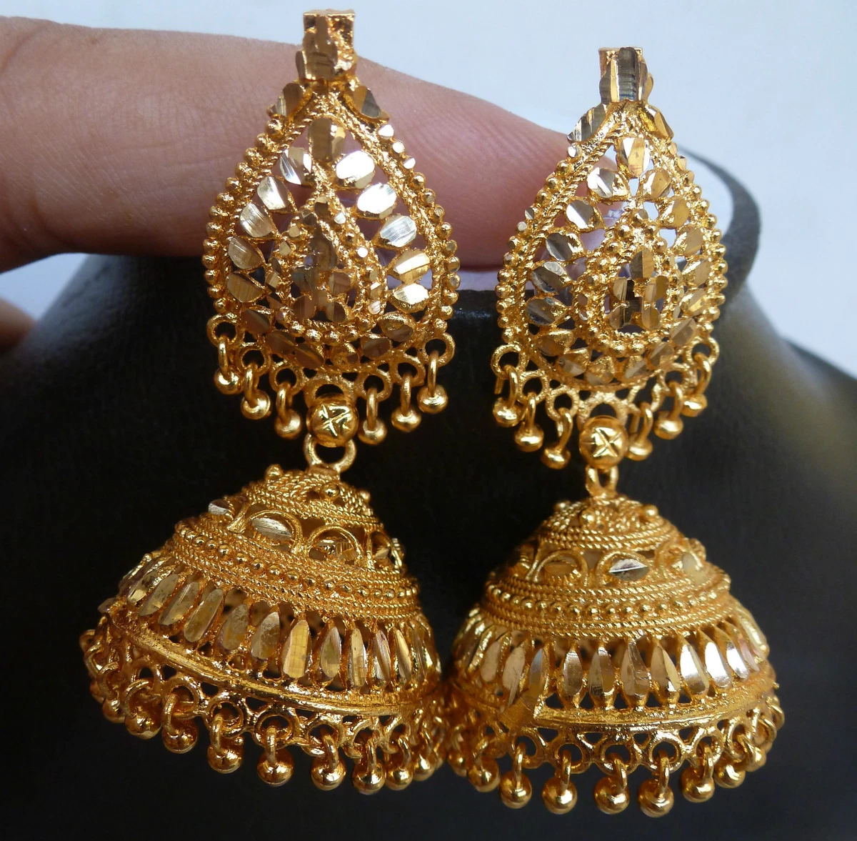 Antique Silver Plated Jhumka Cz Stone Earrings Indian 5