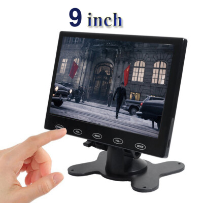 9'' LCD CCTV Monitor PC Screen AV/RCA/VGA/HDMI Video w/Speake+Adapter for DSLR