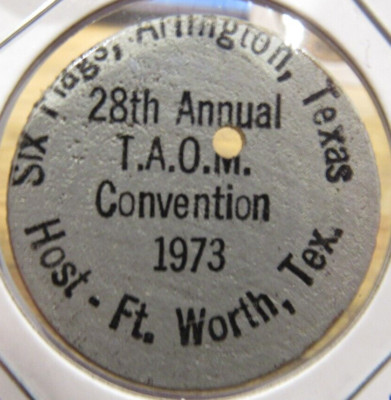 1973 Texas Association of Magicians Fort Worth, TX Wooden Nickel #2 Token Texas