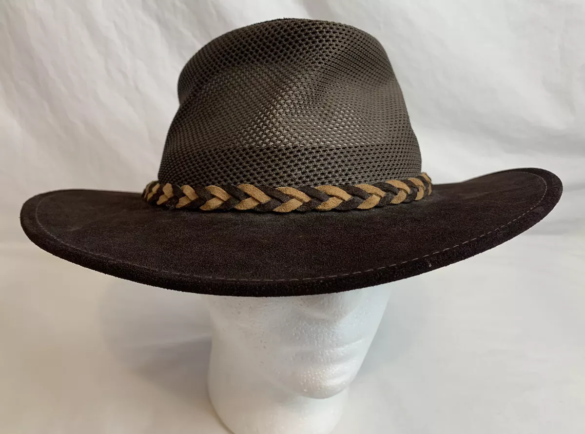 Henschel Hat Company Wrangler Leather Brown Outdoor Explorer Men’s Hat XL U.S.A