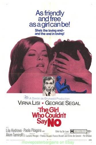 THE GIRL WHO COULDNT SAY NO MOVIE POSTER Folded 27x41 VIRNA LISI 1968 SEXY!!