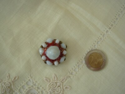 Broche Ancienne Limoges - Cabochon Décoratif - Métal Doré - Bijou Fantaisie Vintage Modèle B040