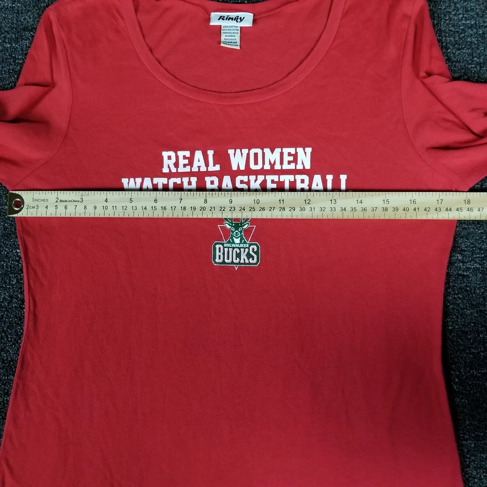 Camiseta Milwaukee Bucks Top Mujer XL Roja Real Mujer Reloj Baloncesto Equipo NBA Foto 4 de 4