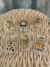 VINTAGE LOT OF 6 PLASTIC LUCITE ORNAMENTS CAROLER,SANTA CANDLE, STOCKING, ANGEL