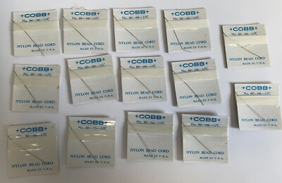 Pack of 14 Cobb White #1/C Nylon Jewelry Bead Stringing Cord 6.' w/ Needle 