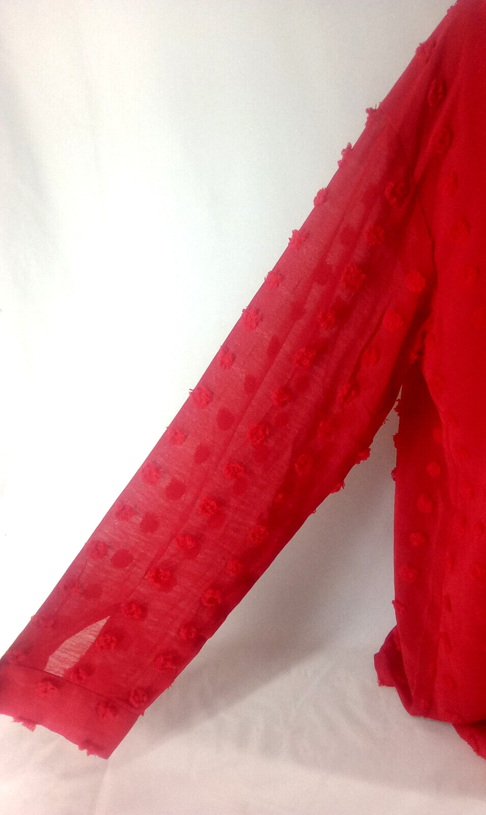 Extravagant Red Sheer Button Down Blouse Size Lar… - image 5