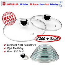 Frying Pan Pot Wok Replacement Glass Lid Tempered Round Top Cover 16cm - 36cm