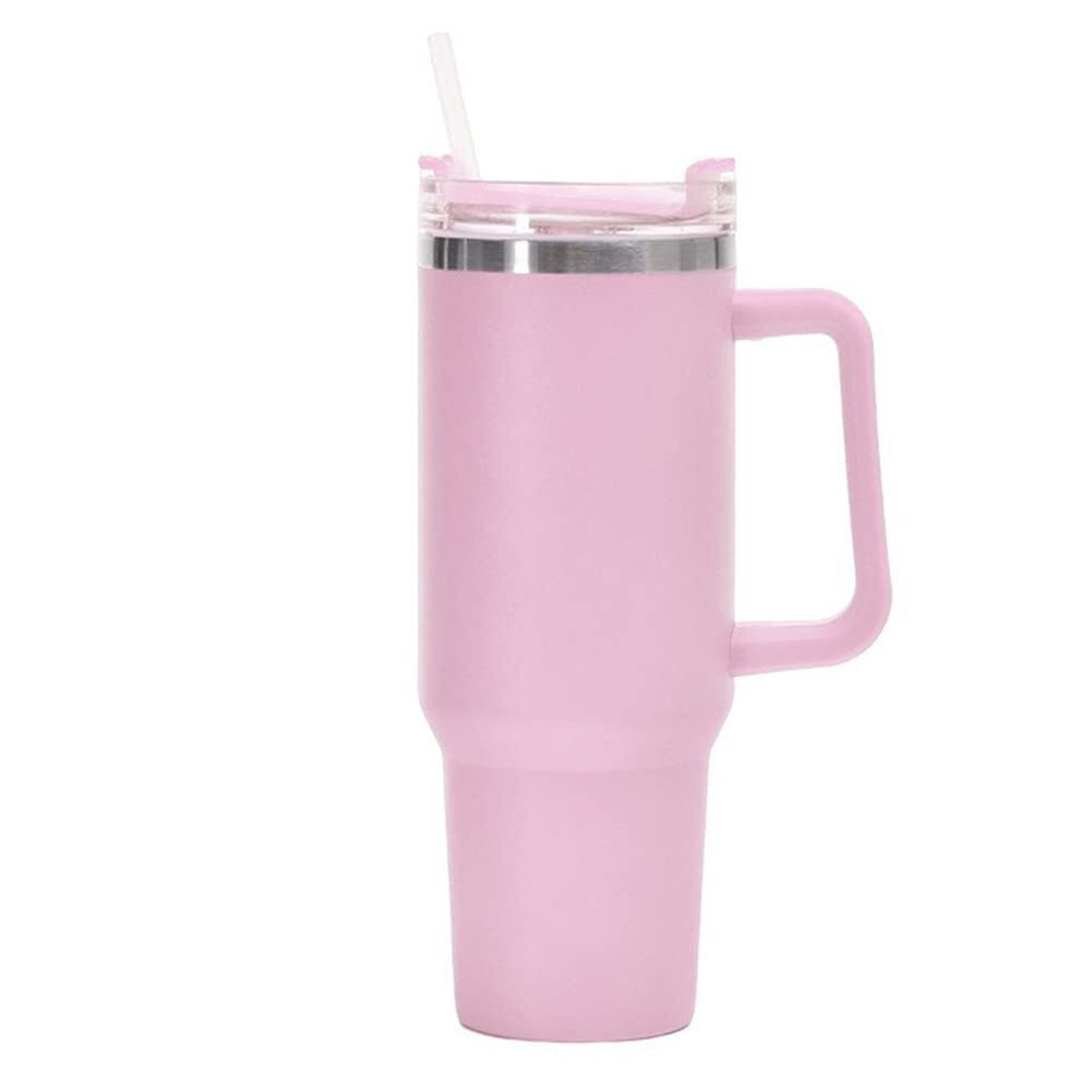 40 oz Stainless Tumbler Straw Lid Insulated Steel Water Bottle Travel