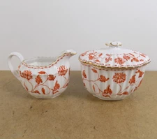 Copeland Spode Colonel Red Creamer & Sugar Bowl England Bone China