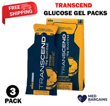Transcend 15g Glucose Gel Packs Raise Blood Sugar Support - Orange 3 Pack