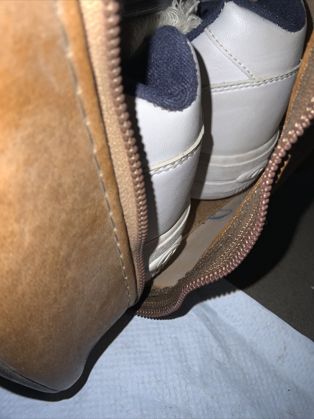 BRUNSWICK Metal Wire Rack Brown Bag, Dexter Shoes, And Bowling Ball, 1980s