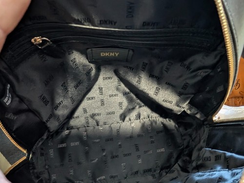 DKNY Chelsea Logo Women's Backpack Faux Leather Black Polyvinyl Y2K Gothic NWOT - Picture 2 of 14