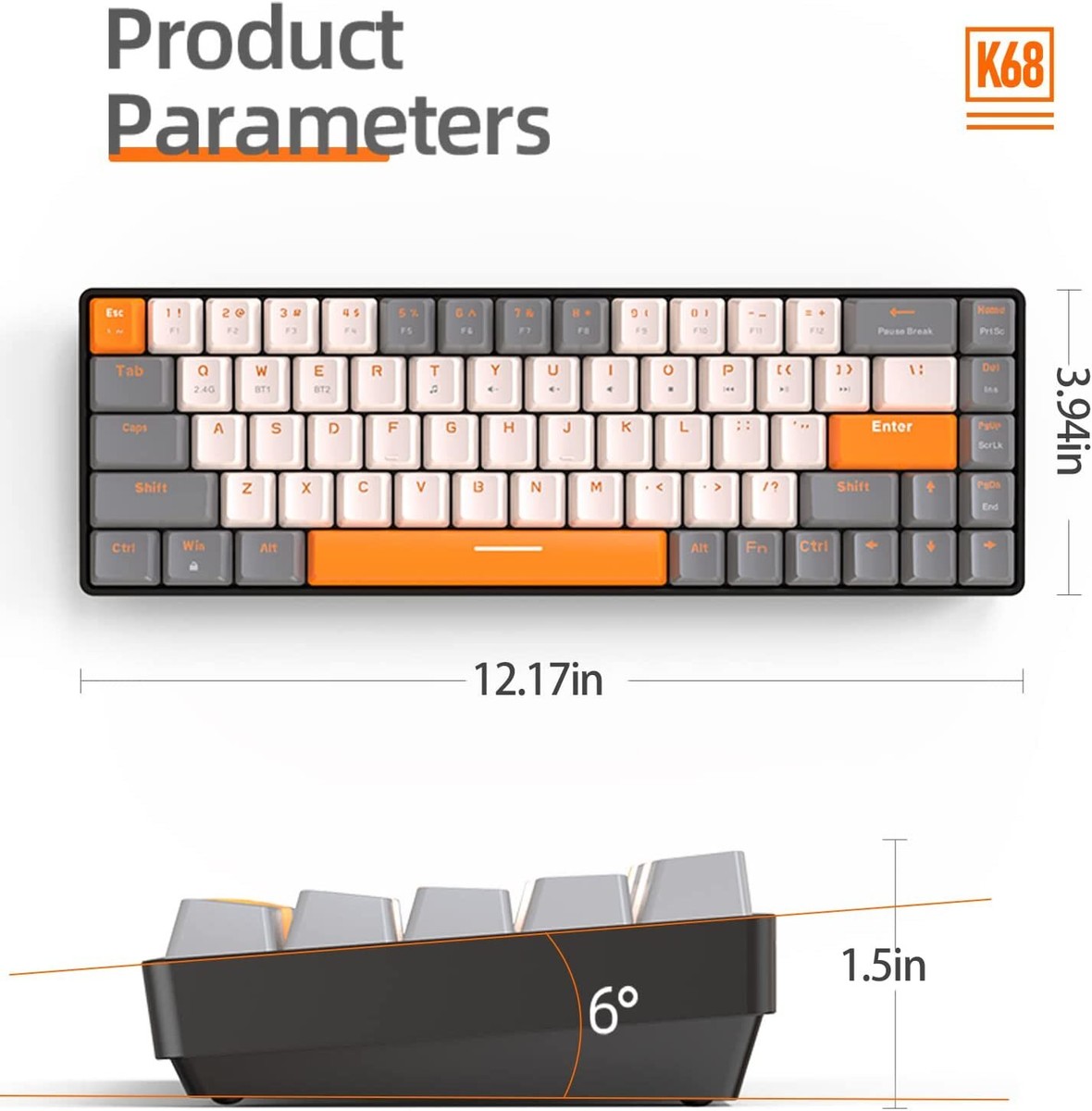 Atamarie KG18 65% Compact Mechanical Keyboard - QMK/VIA Programmable, Hot-Swappable, Gasket Mount, Volume Knob, 32-bit ARM4 Chip, RGB Backlit (68 Keys, USB-C, Aluminum Frame) (Brown