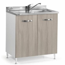Sottolavello cucina componibile con ante 80 cm olmo lavello inox e miscelatore  