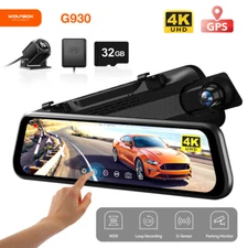 4K 10" Rearview Mirror Car DVR Dual Dash Cam Camera Front Rear Video Recorder
