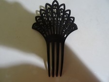 Vintage Mantilla Peineta Comb Black Celluloid With Black Rhinstones