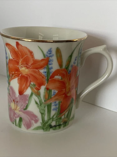 Lenox Suzanne Clee Day Lily The Flower Blossom Mug Collection Tea Coffee Cup Vtg