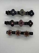 3 Pcs Sparkling Crystal Stone Braided Hair Clover Clips For Thick Thin Hair,Girl