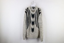 Vintage 90s Streetwear Mens Large Striped Chunky Textured Knit Grandpa Sweater