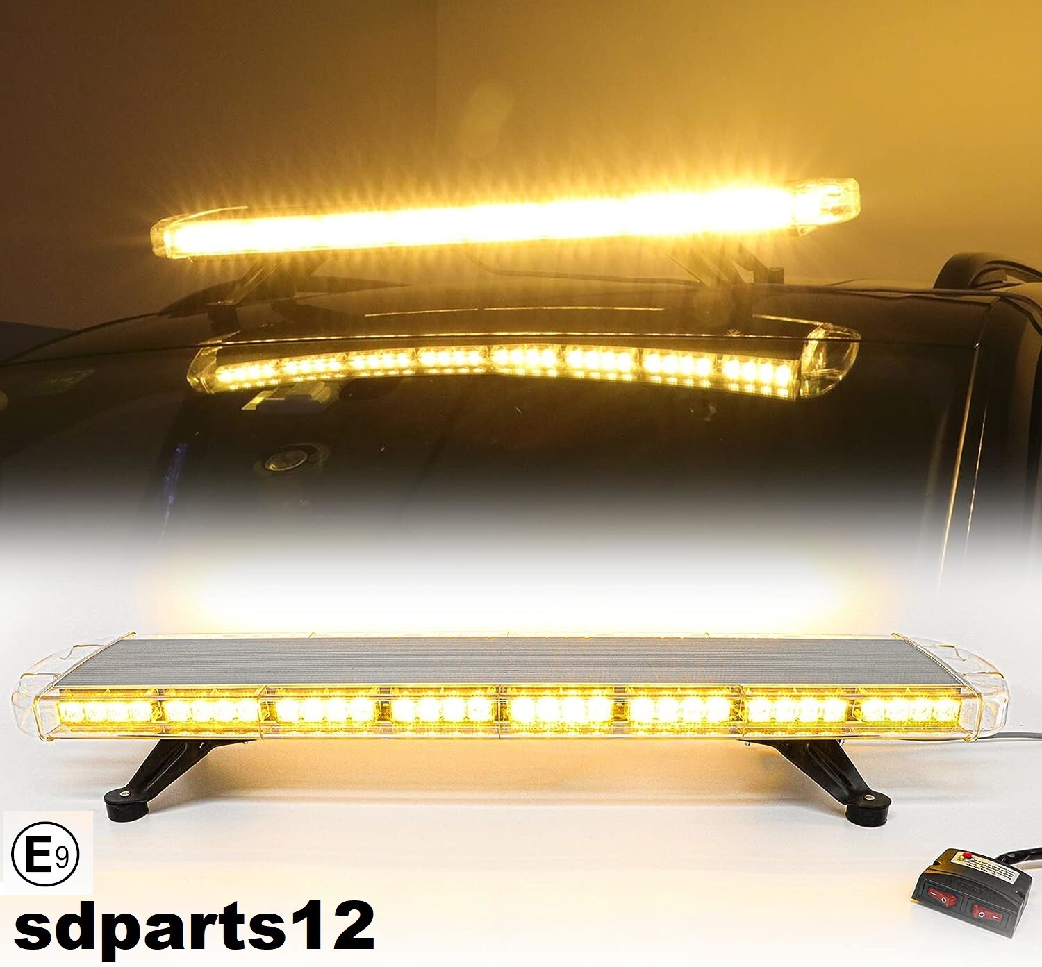 Barre gyrophare 72 LED orange pour toit de véhicule afin de signaler les pannes