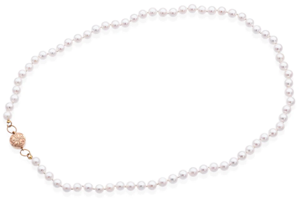 Collar Tiffany & Co. Oro Amarillo 14K Perla Cuentas Hilo + Caja Foto 2 de 4