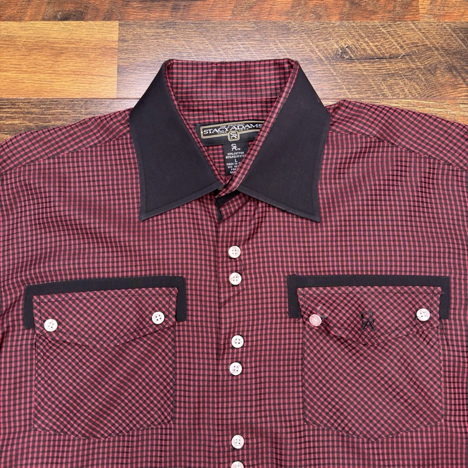 Camisa de vestir Stacy Adams para hombre grande roja con botones Foto 4 de 4