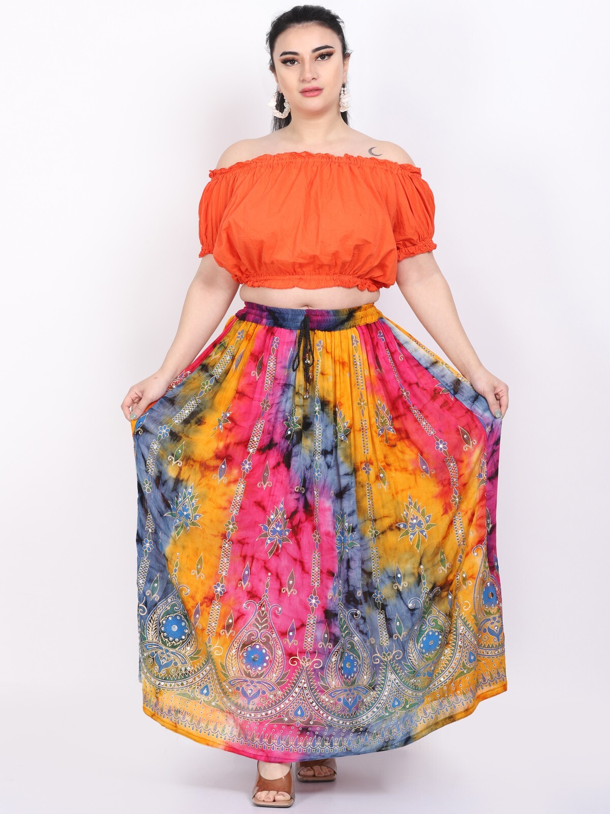 Maxi falda bordada de lentejuelas tie dye larga para mujer 10 piezas lote de ...