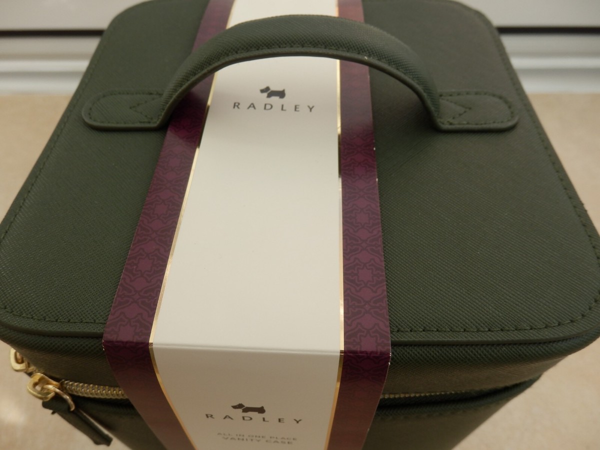 Radley All In One Place Green Vanity Case with pouch/mirror/nail file/hand  cream
