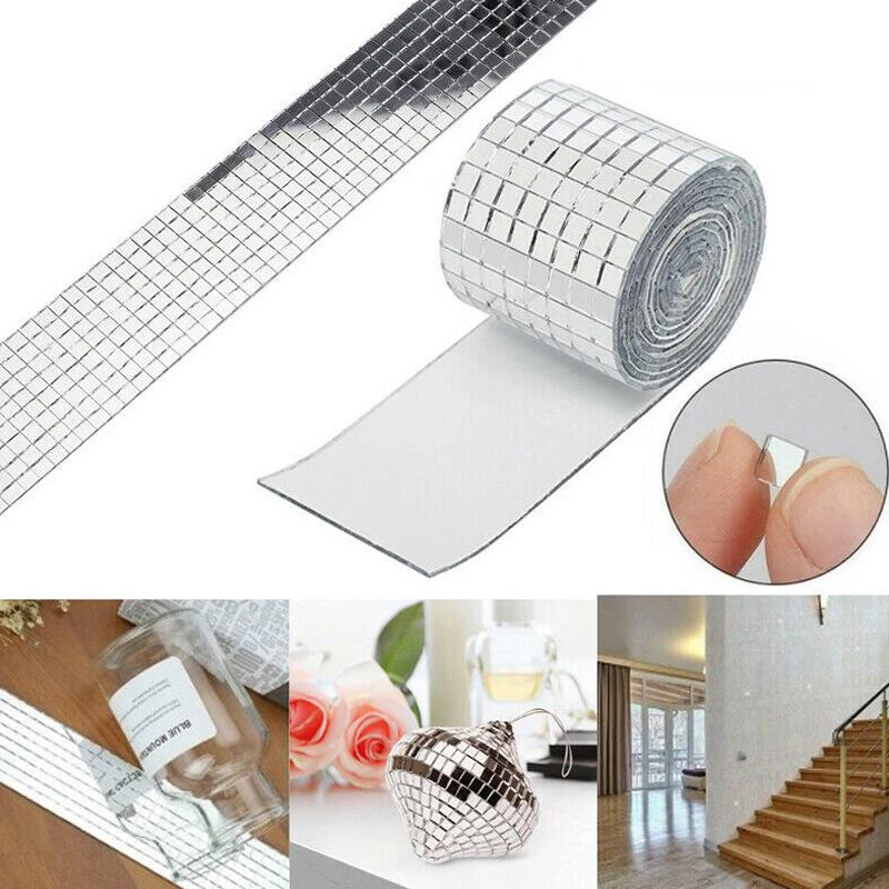 5 x Selbstklebend Glas Mini Quadrat Spiegel Mosaik Fliesen DIY Badezimmer Rollen - Bild 3 von 4