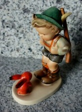 Hummel Figur, 14cm hoch, Hum 6/1 "Jägerlein" FM 3 * alte Ausführung * roter Hase
