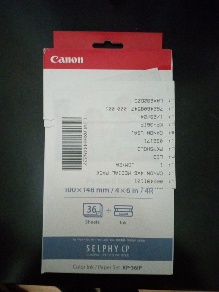 Canon KP 36IP Ink Cartridge and Paper Kit 7737A001 for High-Quality Printing