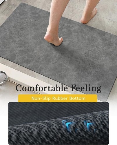 Bath Mat Rug, Rubber Non-Slip Quick Dry Absorbent Thin Bathroom Rugs Fit Unde... - Picture 2 of 7