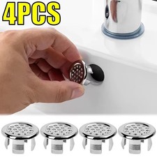 4Pcs Bathroom Basin Sink Overflow Ring Chrome Hole Cover Cap Inserts,Round