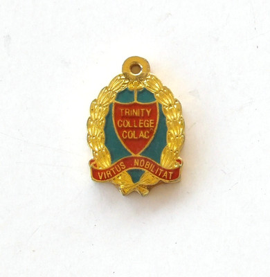 Vintage Trinity College Colac Victoria Student Metal Medallion Keyring Badge
