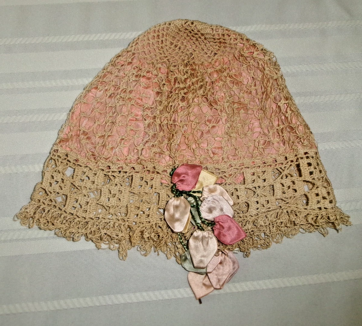 淡粉色手作宽檐礼帽｜复古蕾丝刺绣帽 蕾丝复古帽子女| eBay