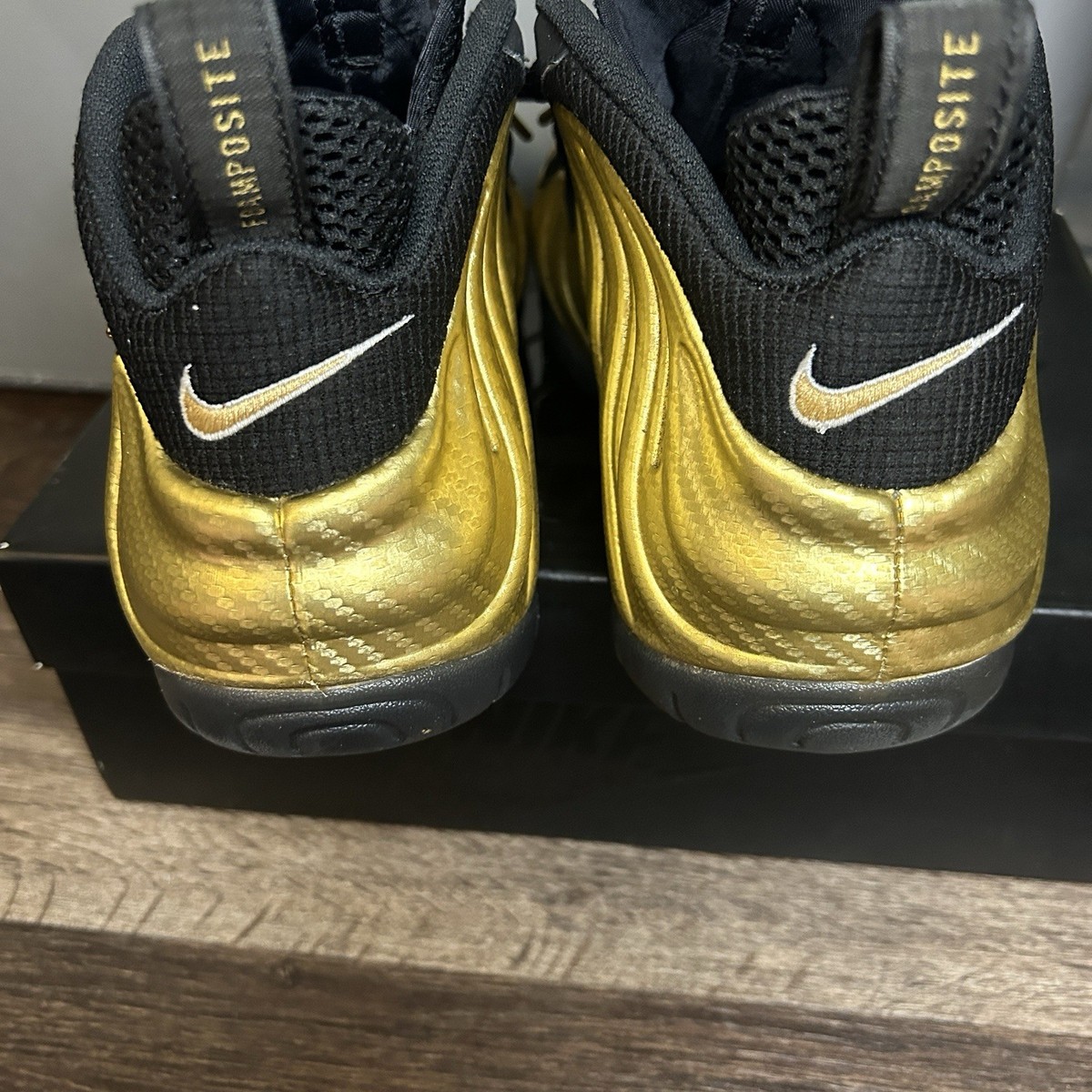Size 10- Nike Air Foamposite Pro Metallic Gold Black 624041-701 | eBay