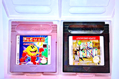 VINTAGE NINTENDO GAME BOY  PAC MAN / SUPER BREAKOUT / BOWLING GAMES with CASE