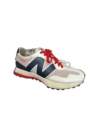 New Balance 327 White Blue Red Men's Low Top Leather Textile Sneakers Sz 12