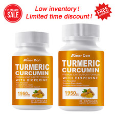 30/60 Capsules Turmeric Curcumin 1950mg Herbal Extract with BioPerine