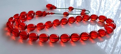 Fire Amber Bakelite Prayer Worry Beads Baga Subha Tasbih Tasbeeh FATURAN