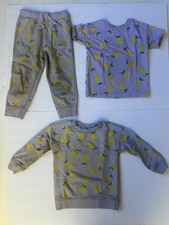 HANNA ANDERSSON LEMONS   ON ORCHID HUSH FRENCH TERRY SET W/ TSHIRT 90cm 3T 35