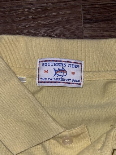 Southern Tide Polo Shirt Mens Medium Yellow Tailored Fit Skipjack Short Sleeve - Picture 3 of 6