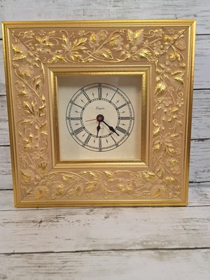 Vintage Empire Quartz Wall Clock 11''x11'' Gold Color Shadow Box Style   Works  