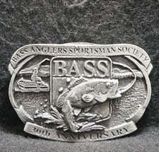 WJ11173 VINTAGE 1970s BASS ANGLERS SPORTSMAN SOCIETY 30TH ANNIV. BELT BUCKLE
